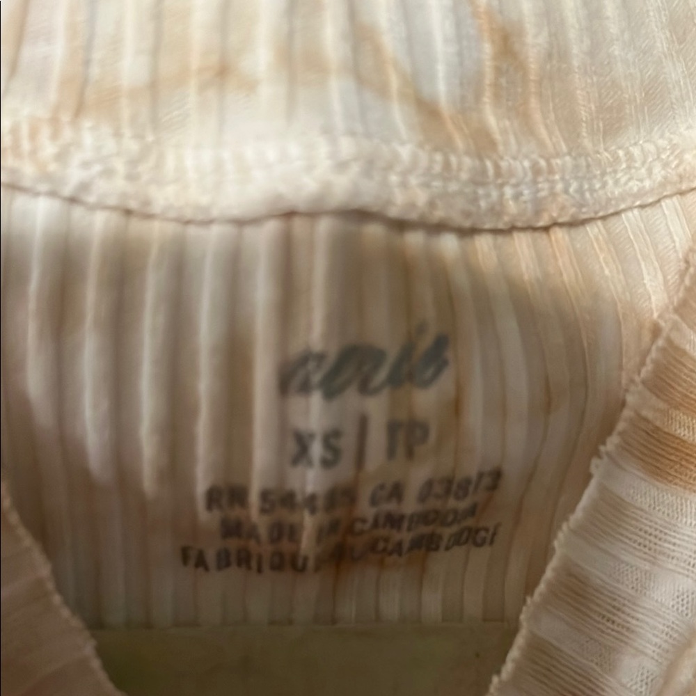 Cream Ribbed Cut Out Tank Top - Picture 5 of 6